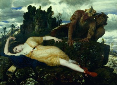 Schlafende Diana, beobachtet von zwei Faunen von Arnold Böcklin